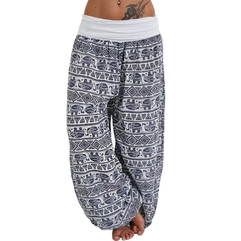 Women's Personality Geometric Haren Pants Casual Comfortable Loose Printed Pants Casual Women's Wide Leg Pants