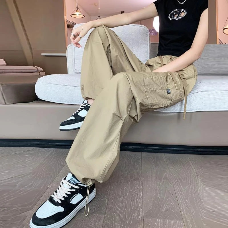 Women's High-Waist Wide-Leg Casual Sports Pants Comfortable Breathable Hiking Trousers