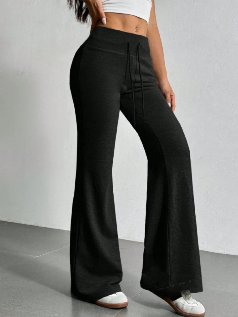 Autumn and Winter New Solid Color Drawstring Women's Bell-Bottoms Casual Fashion Dressing