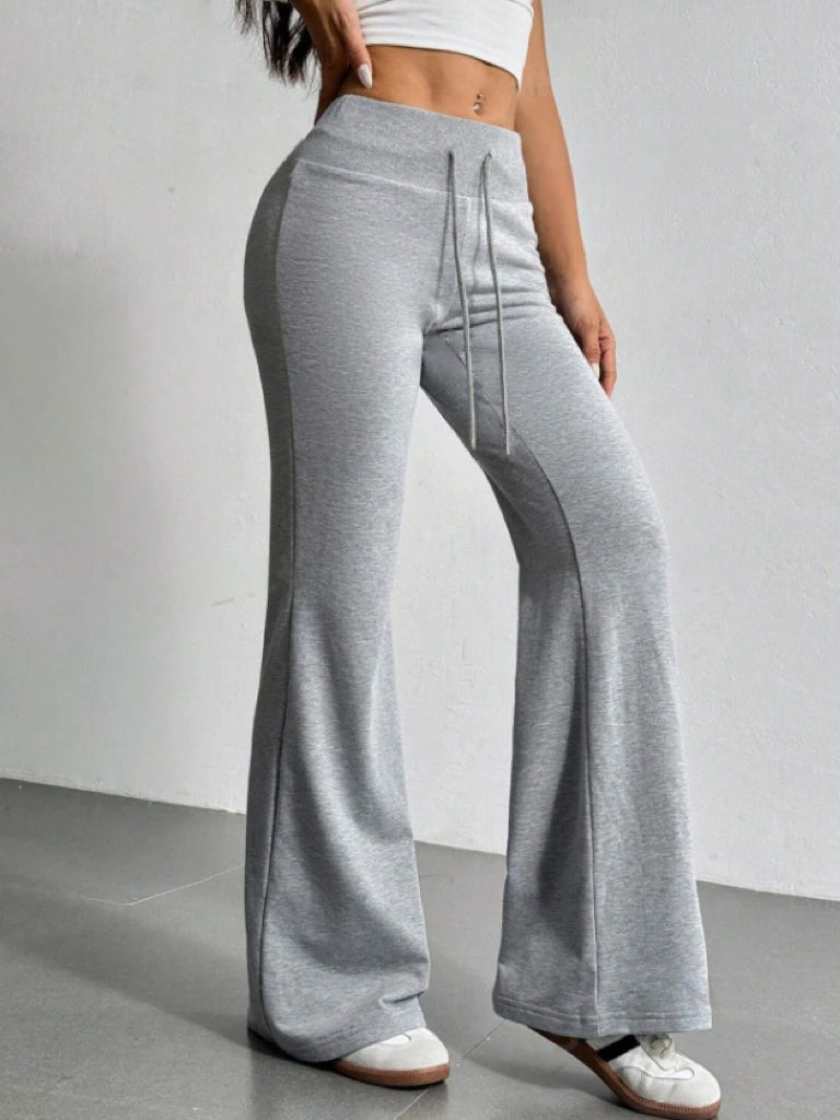 Autumn and Winter New Solid Color Drawstring Women's Bell-Bottoms Casual Fashion Dressing
