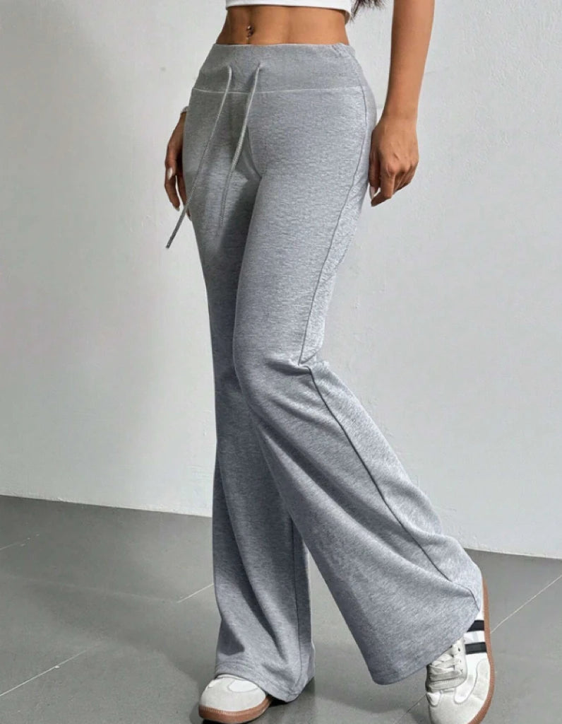 Autumn and Winter New Solid Color Drawstring Women's Bell-Bottoms Casual Fashion Dressing