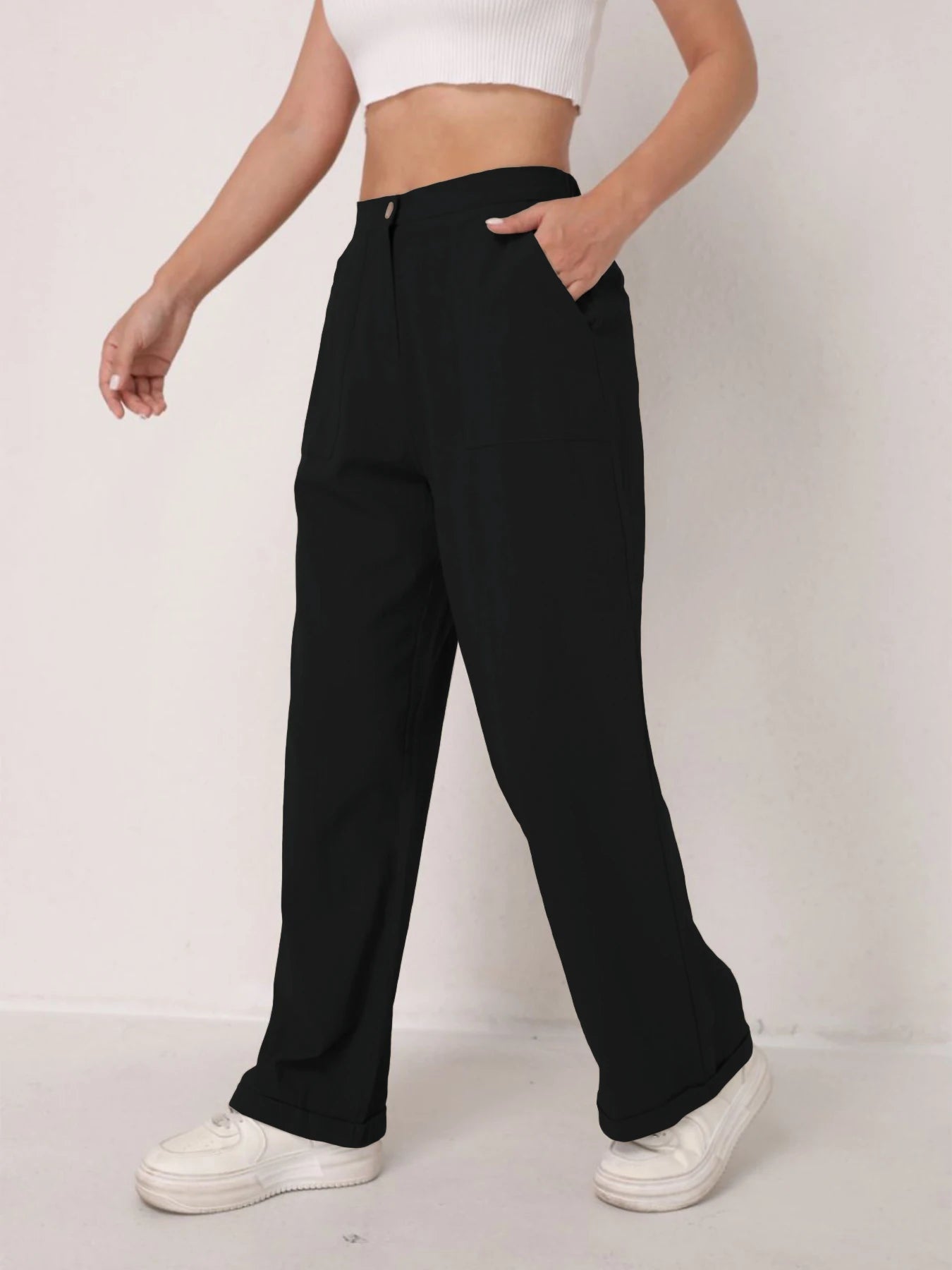 Elegant Solid Color Linen Wide Leg Pants for Women High Waist Drapey Casual Summer Loose Slimming Long Trousers Spring Autumn