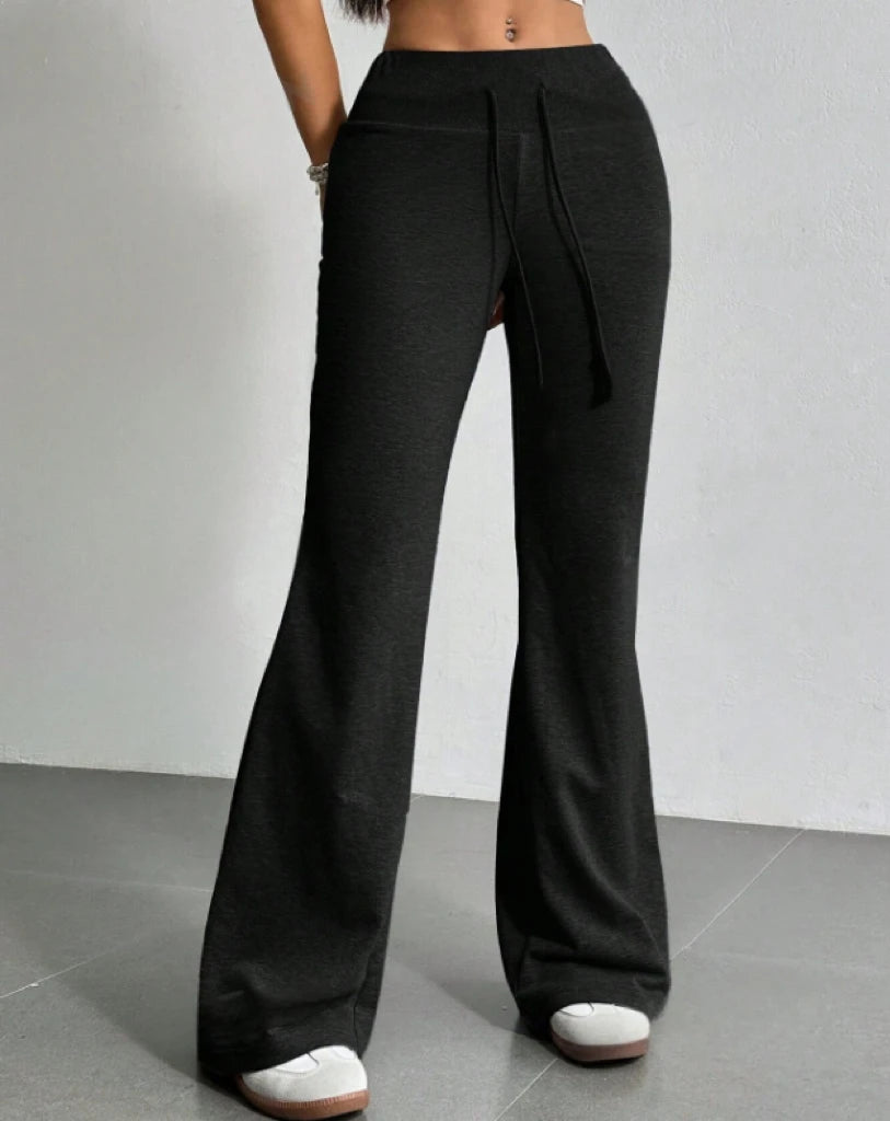 Autumn and Winter New Solid Color Drawstring Women's Bell-Bottoms Casual Fashion Dressing