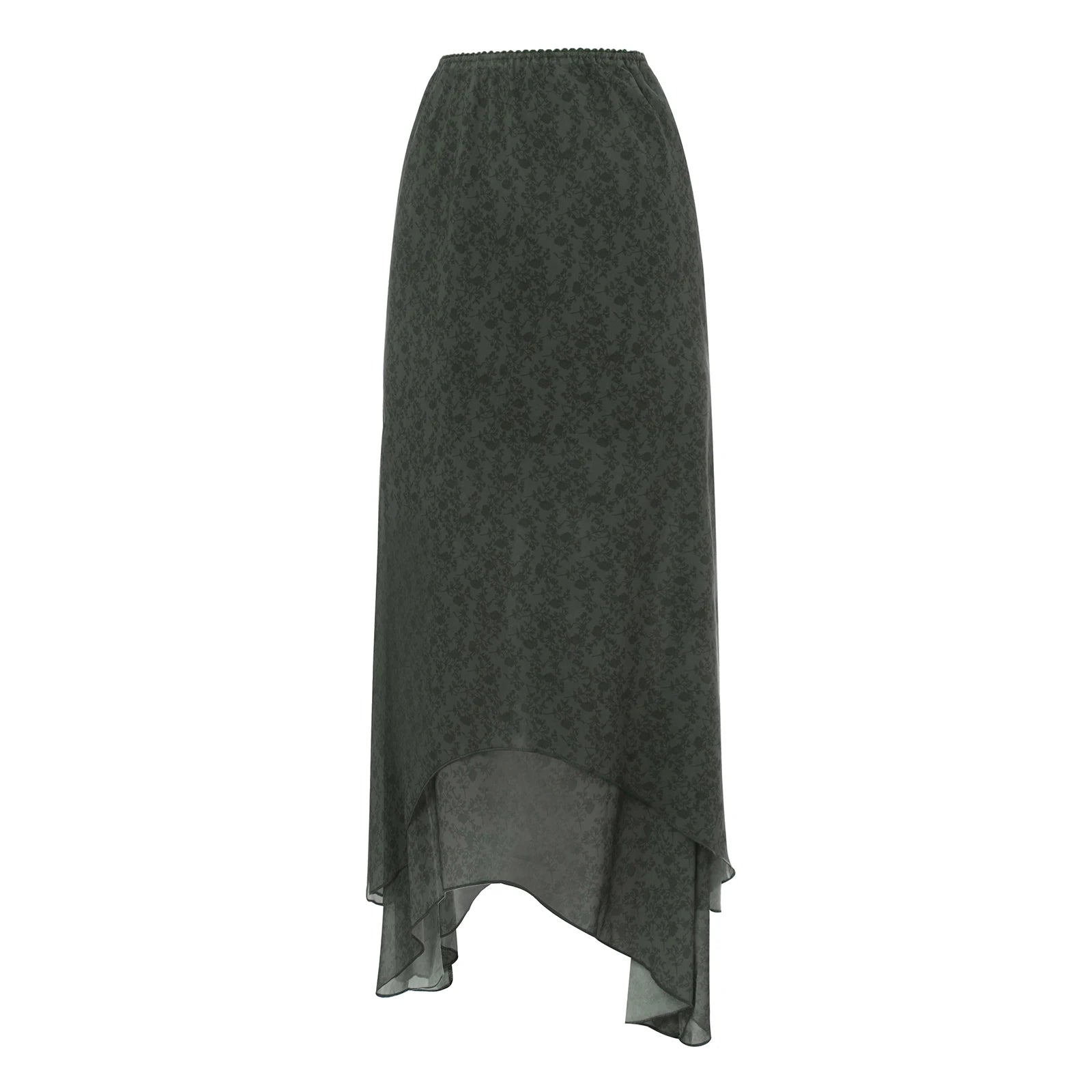 Women Vintage Floral Midi Skirts High Waist Mesh Wrapped Irregular Skirt Y2K Aesthetic Grunge Casual Sexy Streetwear