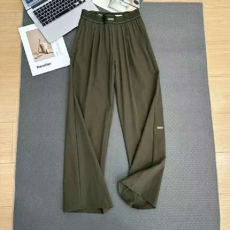 Women's High Waist Loose Yoga Pants Quick Dry Breathable Casual Wide Leg Sports Trousers