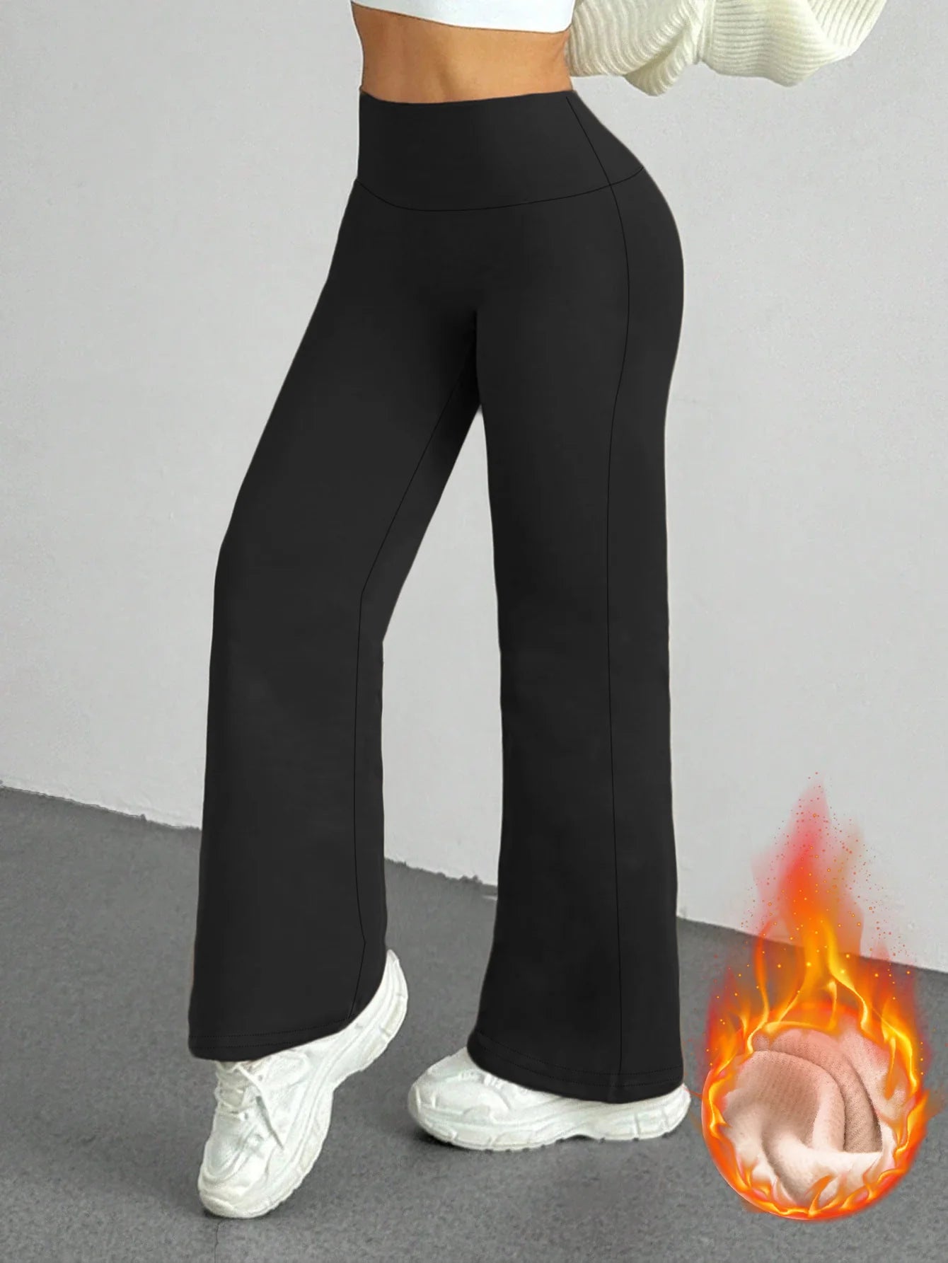 Winter Women's Fleece Lined Warm Pants High Waist Flared Leg St...