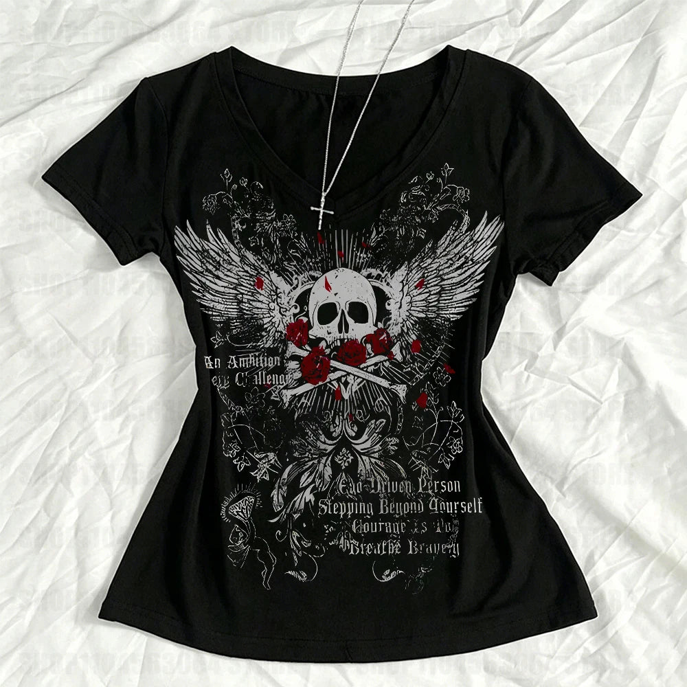 Y2k Top for Women Aesthetic Clothing Goth Graphic T Shirts Women's T-shirts 90s Vintage Clothes Kawaii 2000s Tops Baby Tees Y2k