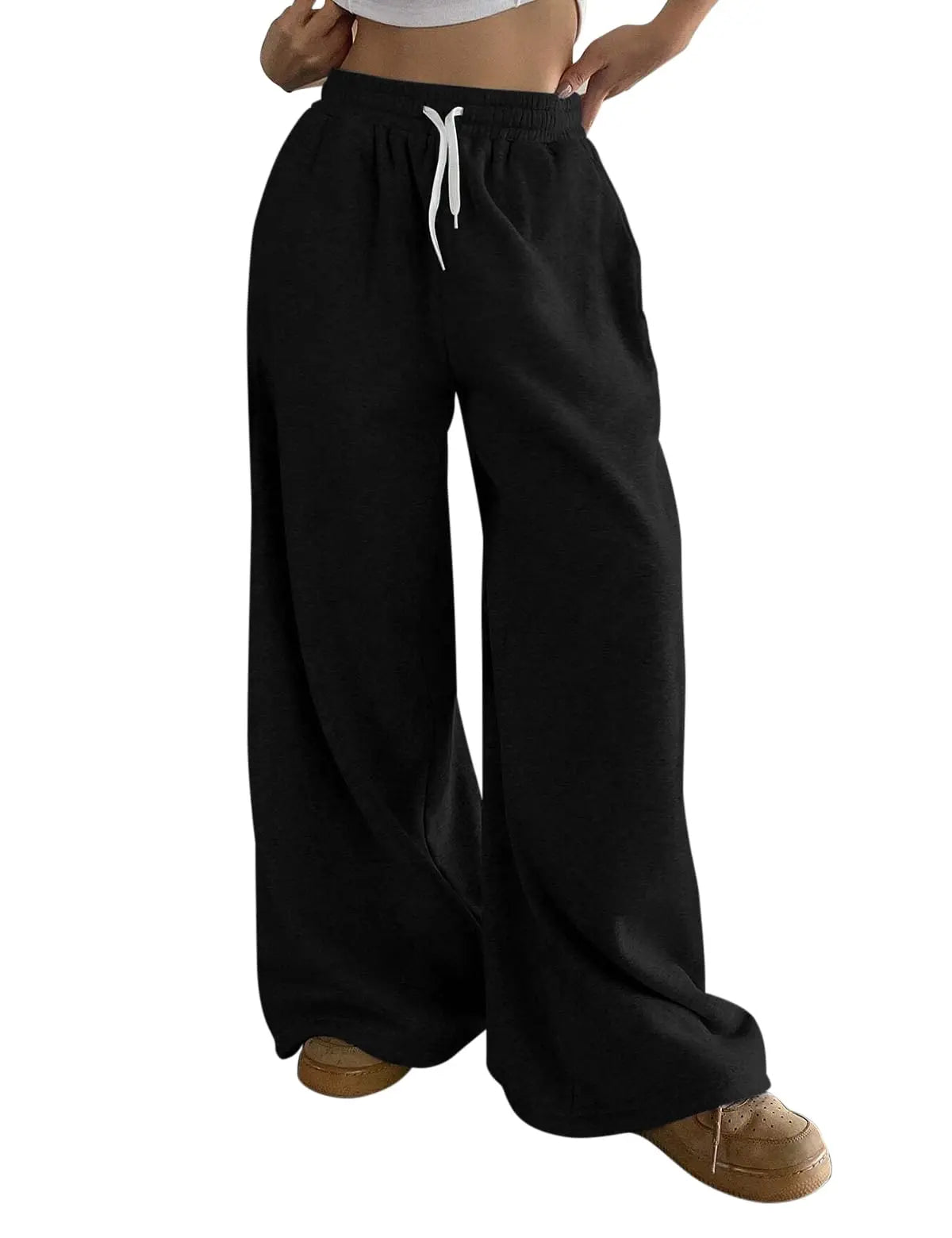 Women's Plus-size Fleece Sweatpants for Autumn and Winter Warm Casual Loose Stylish and Versatile Streetwear Trendy Oversized