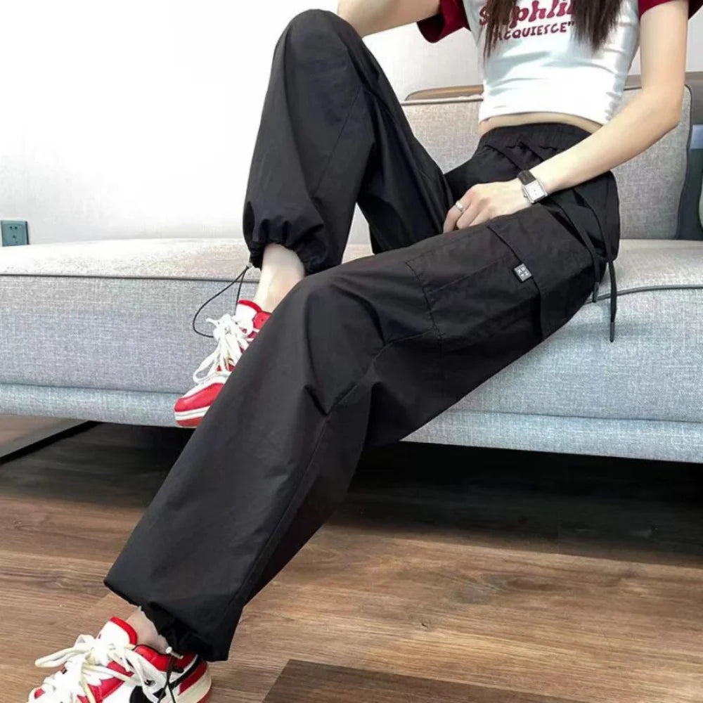 Women's High-Waist Wide-Leg Casual Sports Pants Comfortable Breathable Hiking Trousers