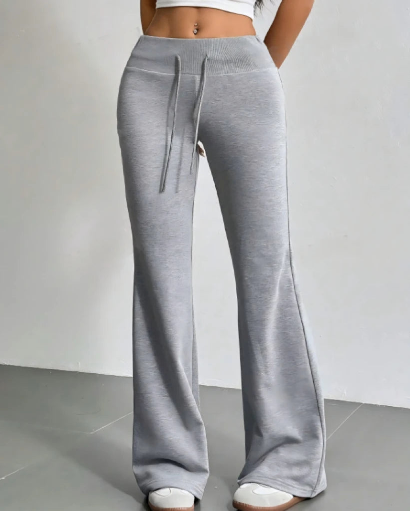 Autumn and Winter New Solid Color Drawstring Women's Bell-Bottoms Casual Fashion Dressing